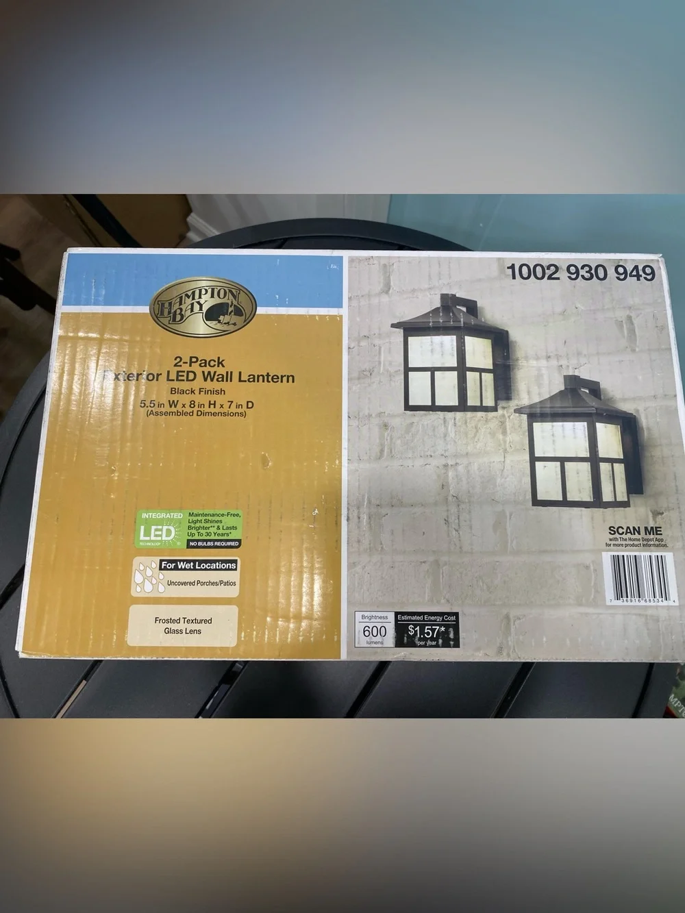 New Hampton Bay Set of 2 black Outdoor Wall Lanterns